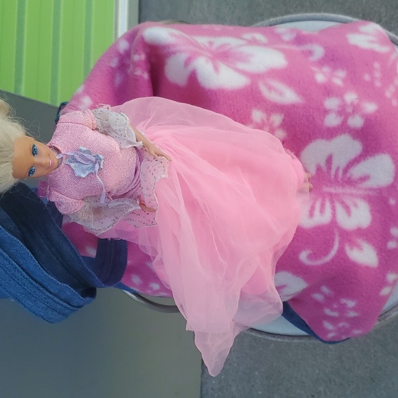 COPY - DENIM blue & Pink Dog Paw Print Tote bag Pet picnic Bag & Blanket 2 in 1 - Picture 16 of 16